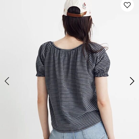 𝅺madewell Sz Xs Texture & Thread Peasant Top in Stripe - Picture 3 of 8